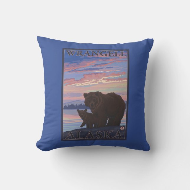Björn och unge - Wrangell, Alaska Kudde (Framsida)