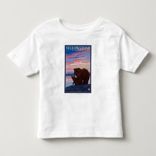 Björn och unge - Yellowstone nationalpark Tee Shirt