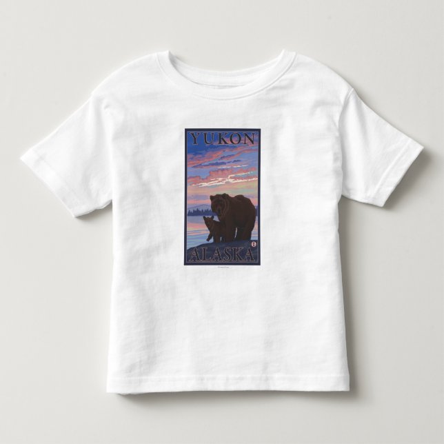 Björn och unge - Yukon, Alaska Tee Shirt (Framsida)