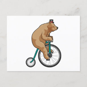 Björn på cirkus med cykel vykort