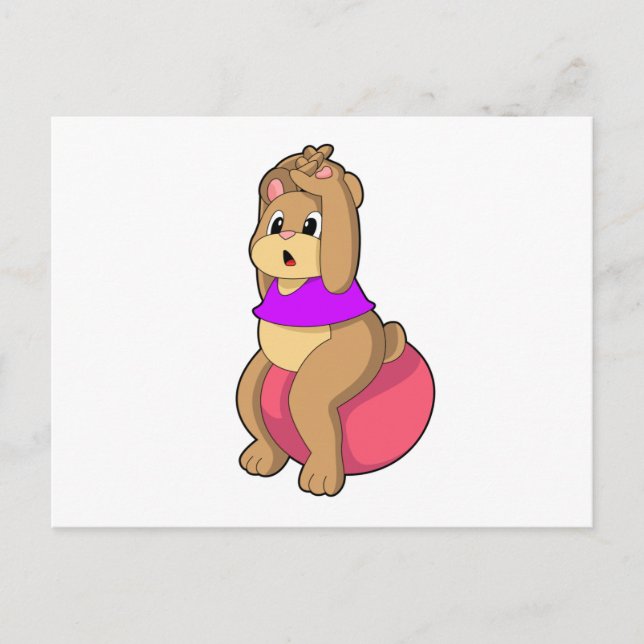 Björn på Fitness med Gymnastikboll.PNG Vykort (Framsida)