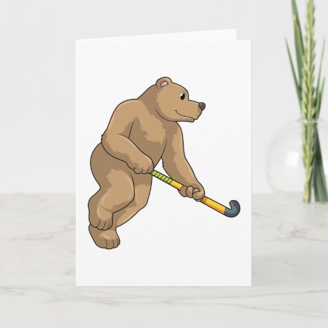 Björn på hockey med hockeyklubba kort (Framsida)