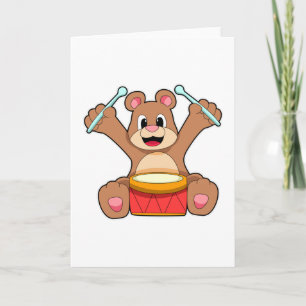 Björn på musik med trumma kort