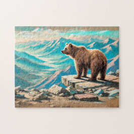 Björn på pastellkrita för berg pussel