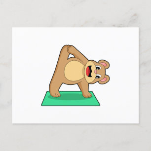 Björn på yogaträning vykort