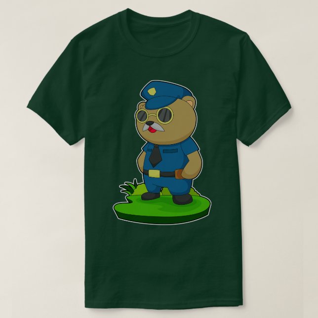 Björn polis solglasögon polis t shirt (Design framsida)