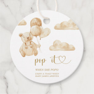 Björn Pop den när hon föder baby shower Gåvor Etiketter