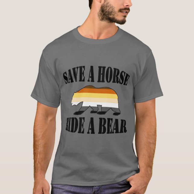 Björn Pride Färg Rädda en häst Ride A Bear Tee (Framsida)