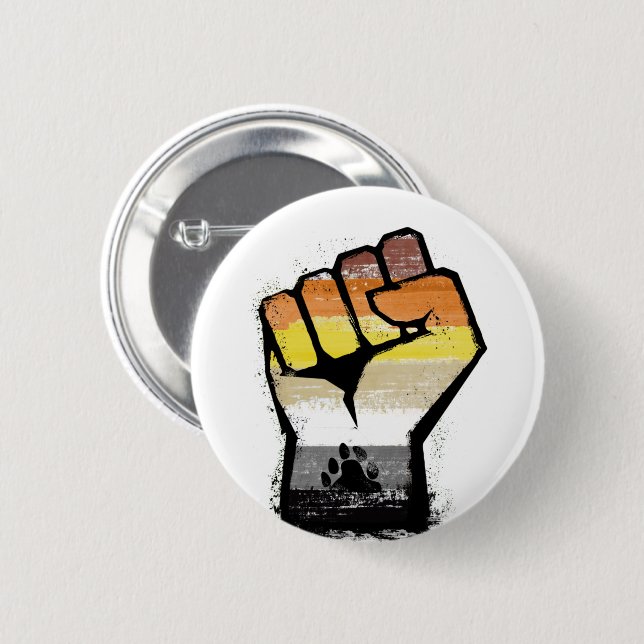 Björn Pride Paw Fist Knapp (Framsida & baksida)
