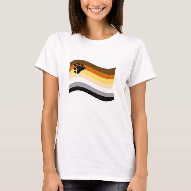 Björn Pride Tasslig Flagga T Shirt (Framsida)