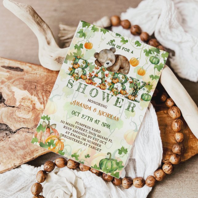 Björn Pumpa höst Baby Shower Inbjudningar (Skapare uppladdad)