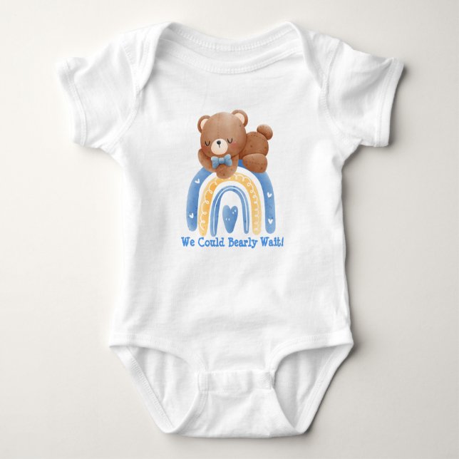 Björn regnbåge Vi kunde knappt vänta Baby Body T Shirt (Framsida)
