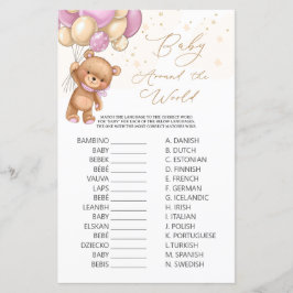 Björn Rosa Ballonger Bebis Runtom i Världen Spel