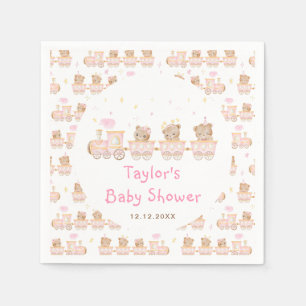 Björn Rosa Tåg Bebis Shower Pappersservett