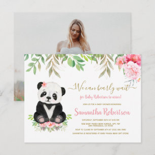 Björn Rosenskära Rosa Blomma Flickas Babyshower Inbjudan Vykort