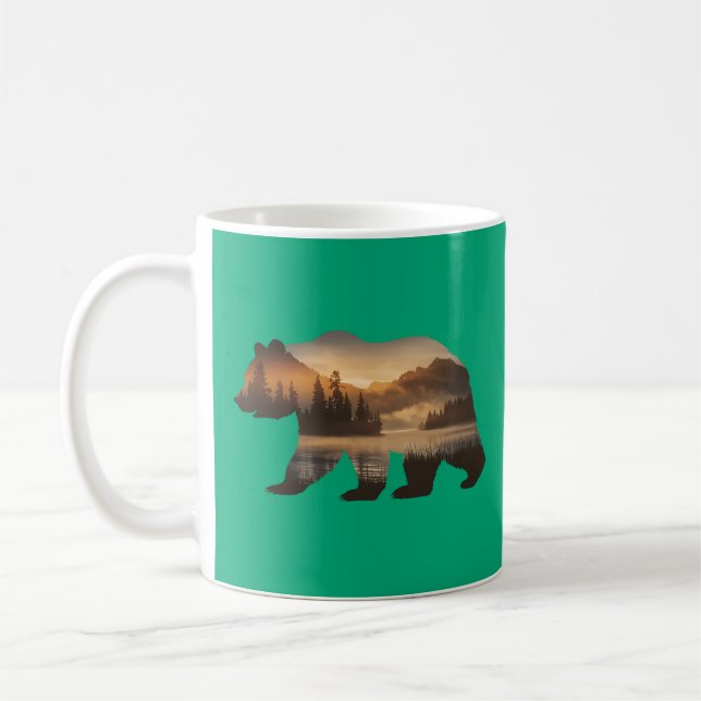 Björn Siluett Design med Solnedgångsvy Kaffemugg (Vänster)
