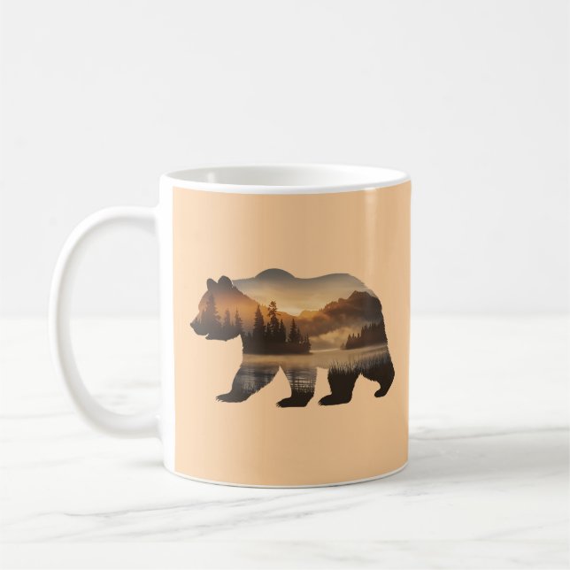Björn Siluett Design med Solnedgångsvy Kaffemugg (Vänster)