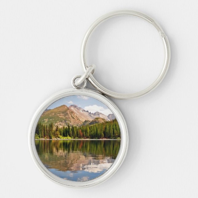 Björn sjö. Colorado. Rund Silverfärgad Nyckelring (Framsidan)