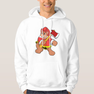 Björn som brandman med Ax Hoodie