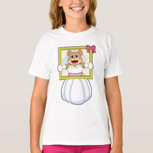 Björn som brud med bröllopsklänning & bildram. t shirt
