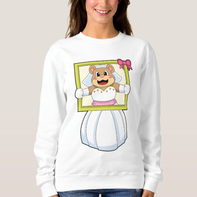 Björn som brud med bröllopsklänning & bildram. t shirt (Framsida)