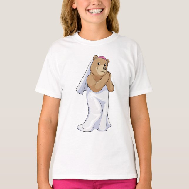 Björn som brud med slöja t shirt (Framsida)