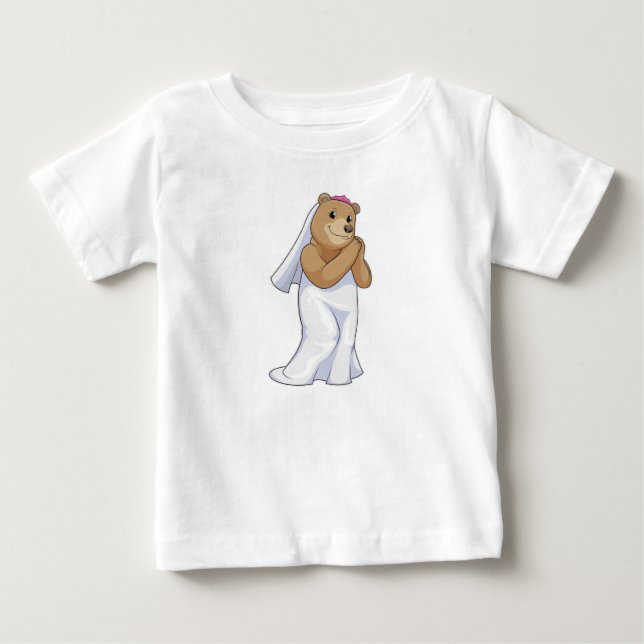 Björn som brud med slöja t shirt (Framsida)