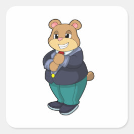 Björn som brudgumme med kostym fyrkantigt klistermärke