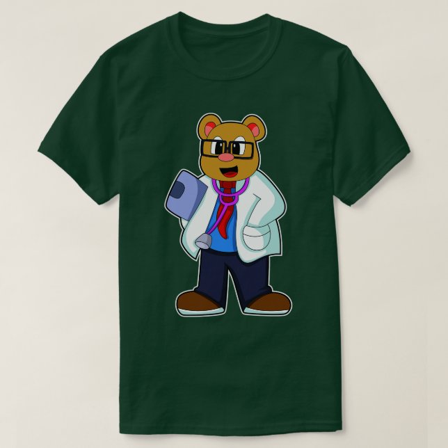 Björn som Doktor med Stethoscope T Shirt (Design framsida)