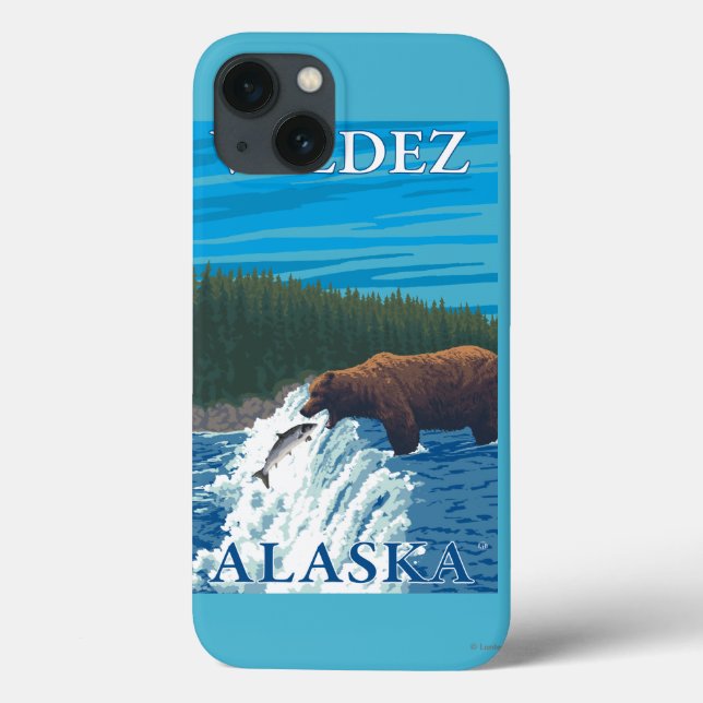 Björn som fiskar i flod - Valdez, Alaska (Baksida)