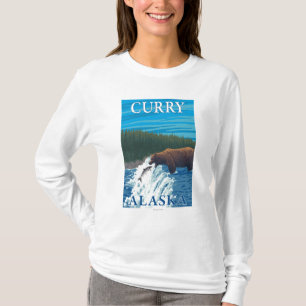 Björn som fiskar i floden - curry, Alaska Tee