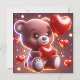 björn som håller ett hjärta för Alla hjärtans dag Julkort