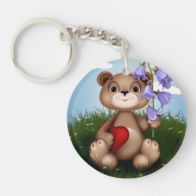 Björn som håller i en blomsterbukett-30926 (Framsidan)