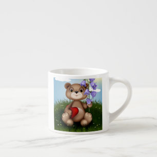 Björn som håller i en bukett blomma-30926 espressomugg