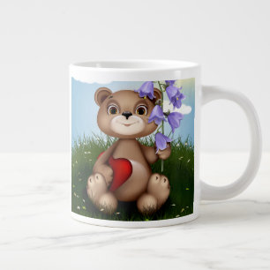 Björn som håller i en bukett blommor-30926 jumbo mugg