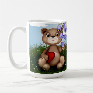 Björn som håller i en bukett blommor-30926 kaffemugg