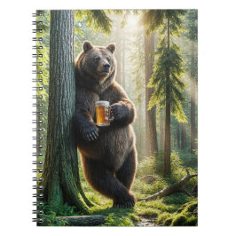 Björn som håller öl i skogen anteckningsbok