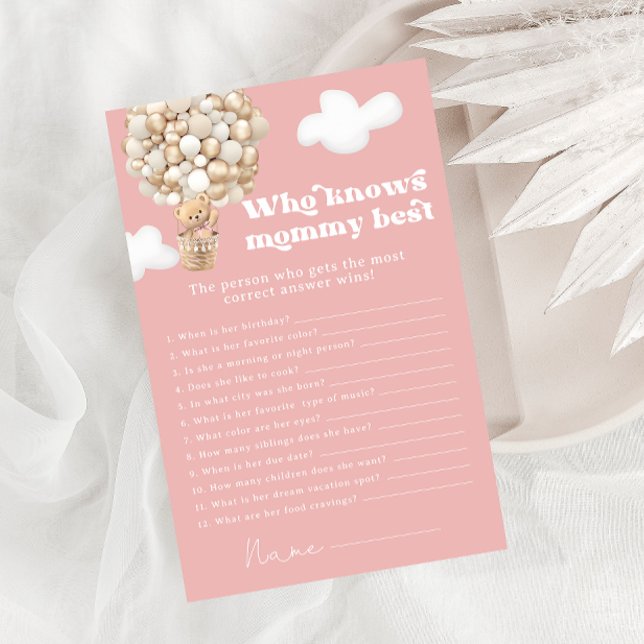 Björn som känner Mamma Best Girl Baby Shower Game (Skapare uppladdad)