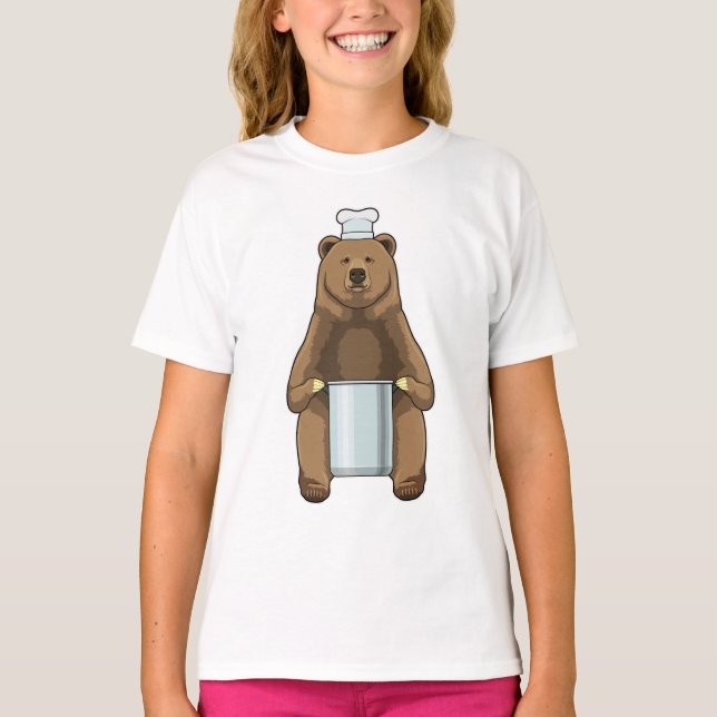 Björn som kock med kokkärl t shirt (Framsida)