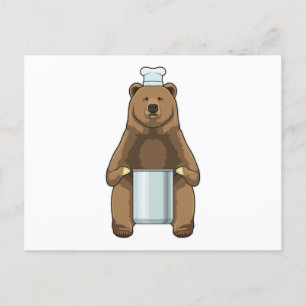 Björn som kock med kokkärl vykort