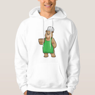 Björn som kook med kokplattor och träskål hoodie