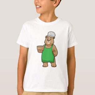 Björn som kook med kokplattor och träskål t shirt