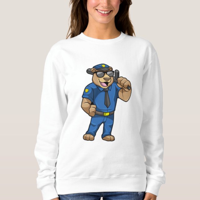 Björn som polis med polisiär uniform t shirt (Framsida)