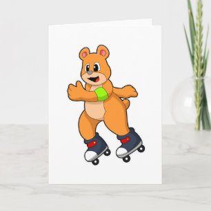Björn som skater med inlinesräkor kort