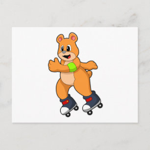 Björn som skater med inlinesräkor vykort