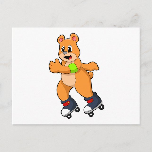 Björn som skater med inlinesräkor vykort (Framsida)
