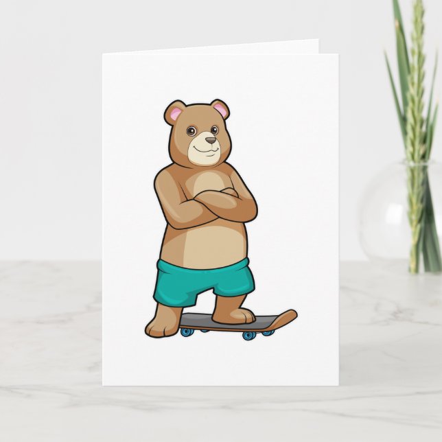 Björn som Skridskoåkare med Skateboard Kort (Framsida)