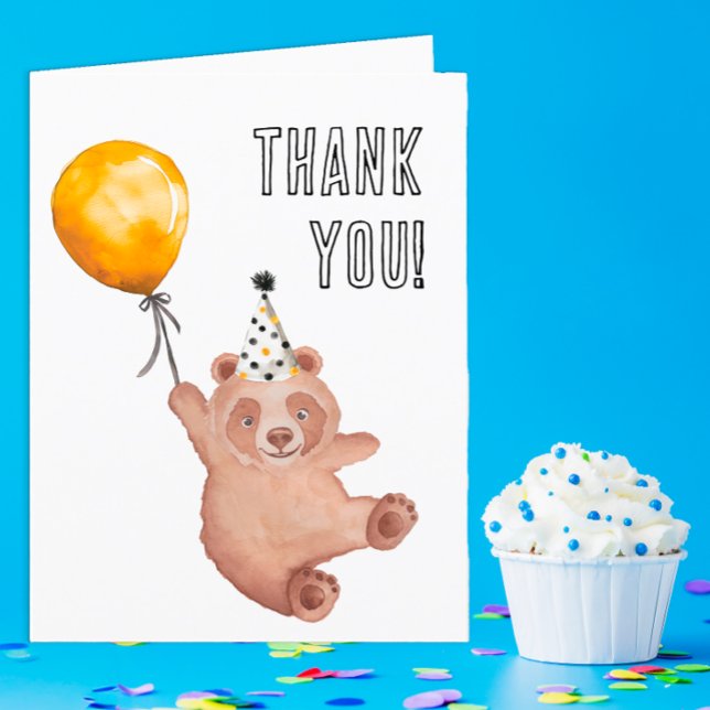 Björn-söt födelsedags-tack-kort – Teddys  Tack Kort (Bear-y Cute Thank You Card)