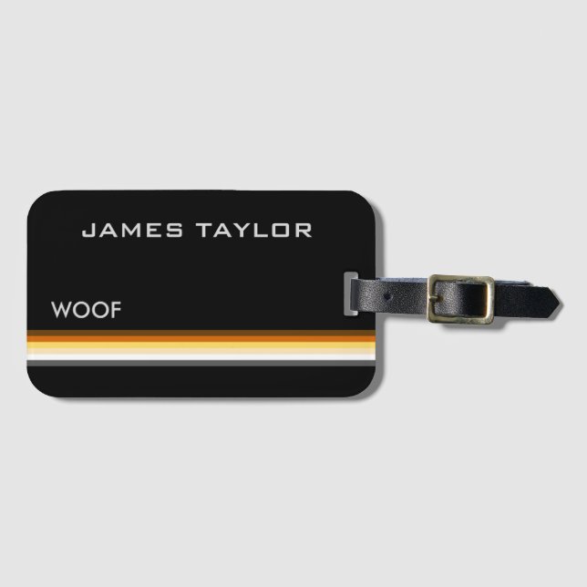 Björn Stolthetsflagga Woof Mnogram Bagage Tag Bagagebricka (Framsida horisontal)