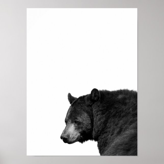 Björn Svart Vit Stuga Förskola Fotoaffisch Poster (Framsidan)